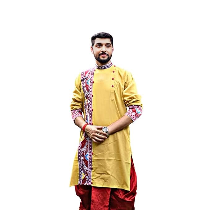 Pure Cotton Full Sleeves Kurta of Jamdani Craftsmanship, Perfect for Weddings, Parties, Poojas, Festivals etc. - Image 8