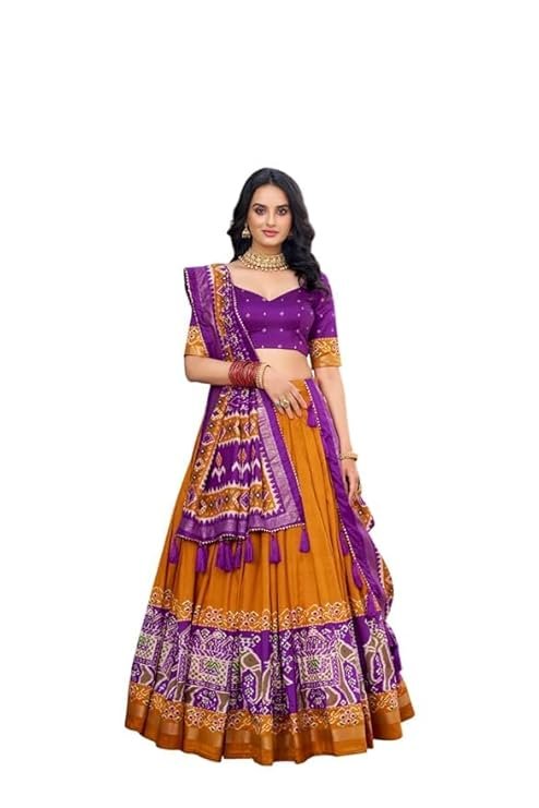 Traditional Kota Doria Lehenga Choli for Women | Heavy Aari Work Ghagra Choli | 41 Inch Free Size Lehenga | 2.5m Dupatta with 1m Unstitched Blouse Piece | Rajasthani Wedding Puja Ethnic Lehenga Set - Image 5