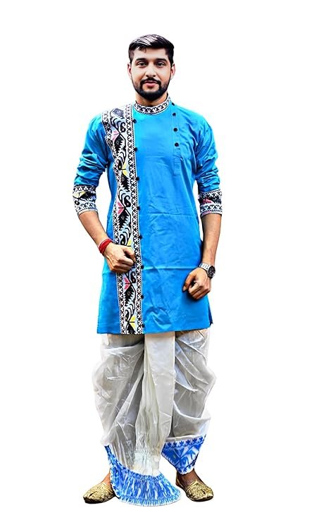 Pure Cotton Full Sleeves Kurta of Jamdani Craftsmanship, Perfect for Weddings, Parties, Poojas, Festivals etc. - Image 9