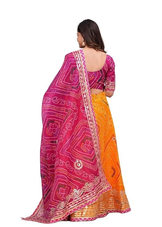 Traditional Kota Doria Lehenga Choli for Women | Heavy Aari Work Ghagra Choli | 41 Inch Free Size Lehenga | 2.5m Dupatta with 1m Unstitched Blouse Piece | Rajasthani Wedding Puja Ethnic Lehenga Set - Image 2