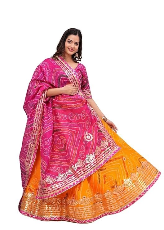 Traditional Kota Doria Lehenga Choli for Women | Heavy Aari Work Ghagra Choli | 41 Inch Free Size Lehenga | 2.5m Dupatta with 1m Unstitched Blouse Piece | Rajasthani Wedding Puja Ethnic Lehenga Set - Image 4