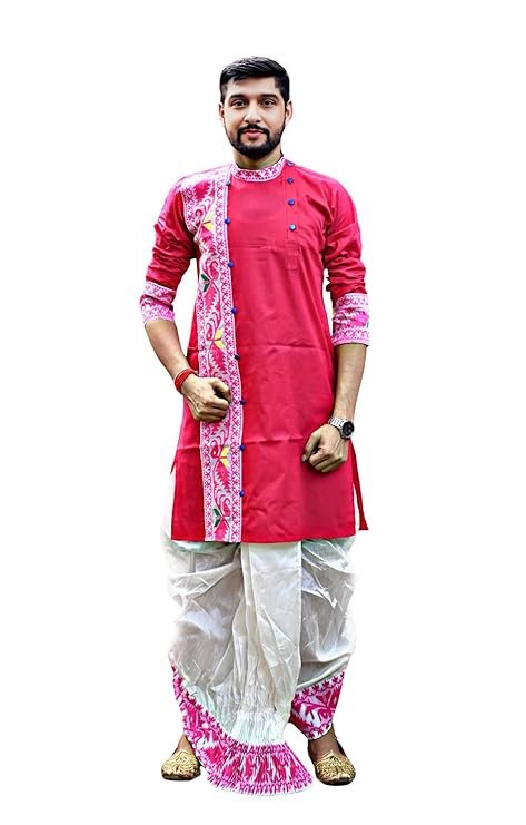Pure Cotton Full Sleeves Kurta of Jamdani Craftsmanship, Perfect for Weddings, Parties, Poojas, Festivals etc. - Image 7