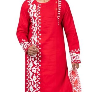 Men’s Cotton Kurta & Silk Dhoti Set | South Indian Traditional Ethnic Wear | Wedding, Puja & Festival Outfit | Full Sleeve Round Neck
